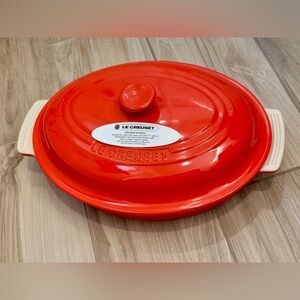 Le Creuset Carmin Fire Orange Stoneware Oval Lidded Casserole 1.7L/27 cm